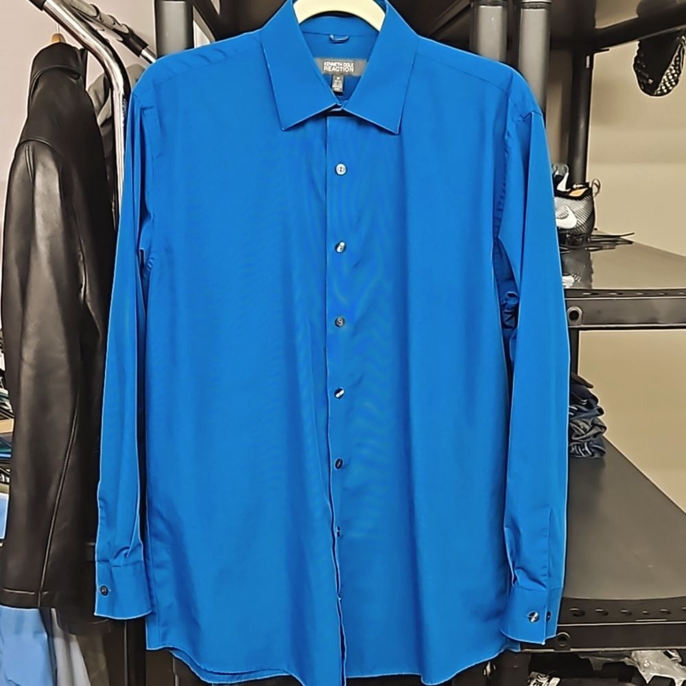 Kenneth Cole Reaction Mens Long Sleeve Button up Shirt, Medium 15 1/2, 32-33